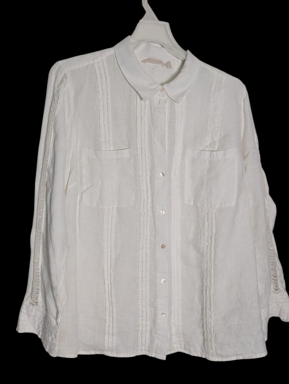 Soft Surroundings Womens Shirt Blouse 100% Linen Quiet Luxury Lagenlook Plus 2X